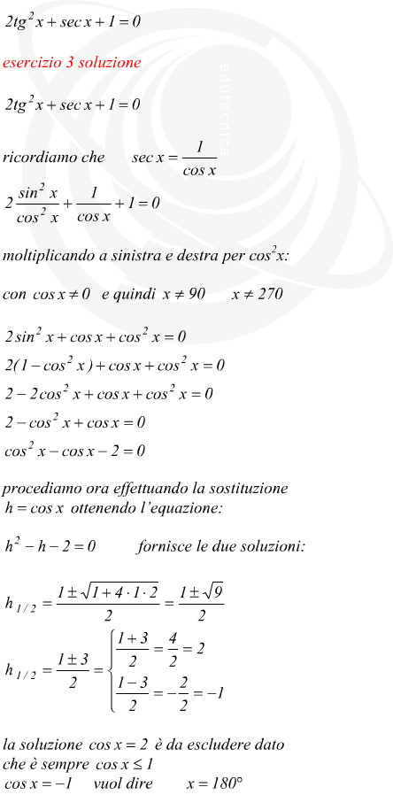 risoluzione di un'equazione trigonometrica