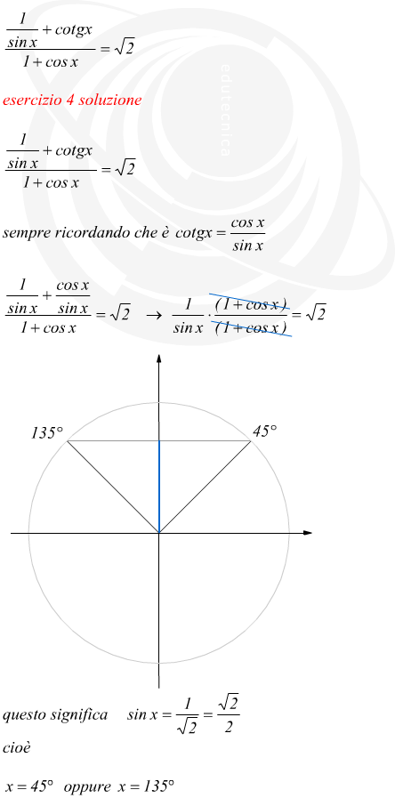 risoluzione di un'equazione con funzioni goniometriche