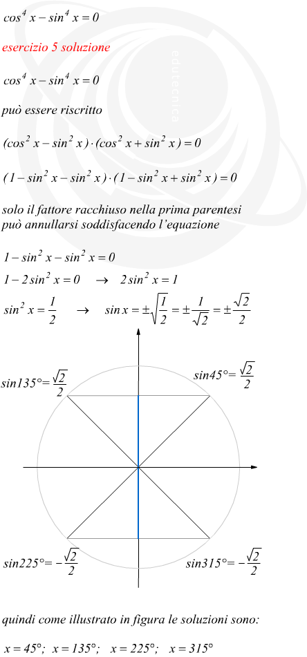 risolvi l'equazione goniometrica