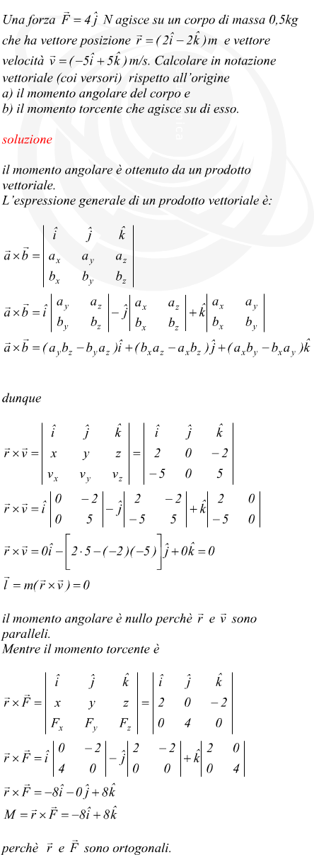 Momento angolare e coppia agente su una massa