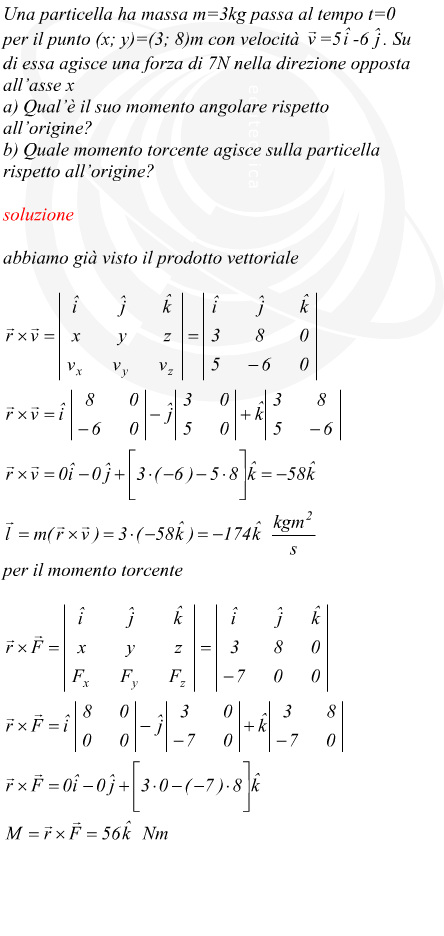 Confronto tra momento angolare e coppia con notazione vettoriale