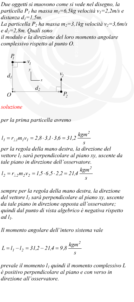 Momento angolare complessivo di un sistema di una particelle