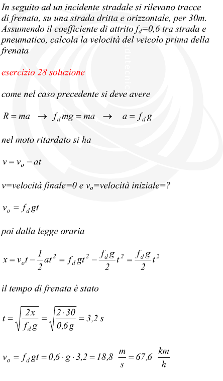 moto uniformemente ritardato su piano orizzontale