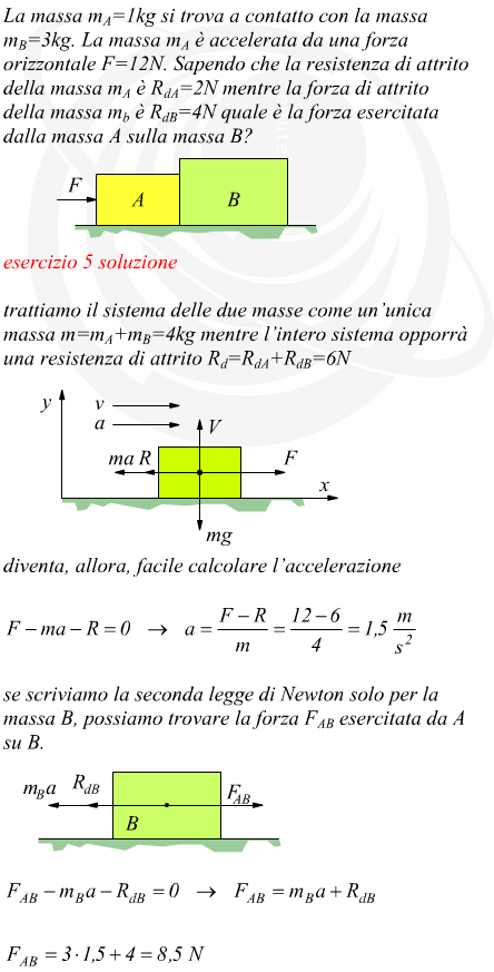 forza tra due masse trascinate in presenza di attrito radente