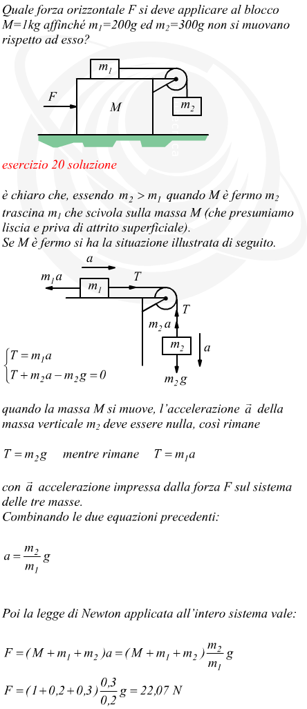 Forza orizzontale applicata ad un sistema di tre masse e una carrucola