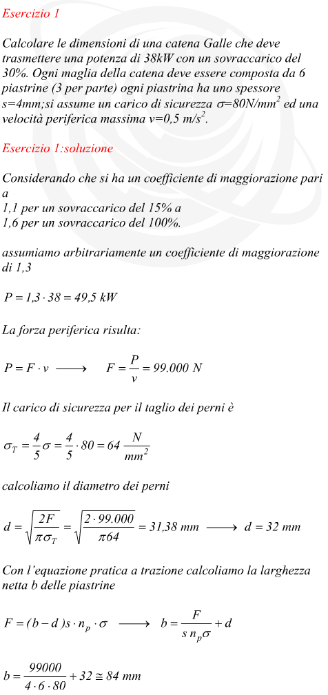 Dimensionamento di una catena Galle