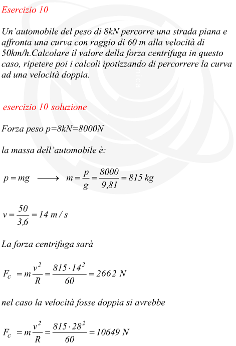 forza centrifuga di un'auto in curva