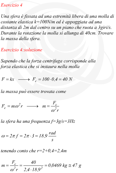 Esercizio molla con sfera in moto circolare uniforme