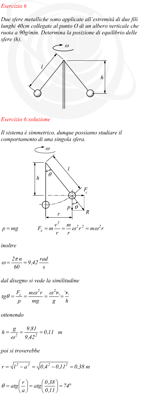 posizione di equilibrio di sfere metalliche collegate ad un asta con un cavo