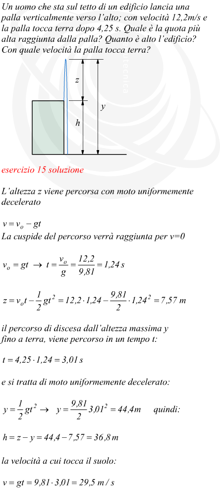 moto in verticale massima altezza raggiunta