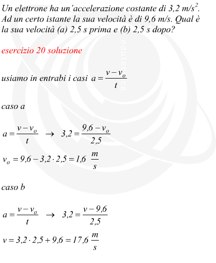 calcolare la velocit di un elettrone data l'accelerazione e il tempo