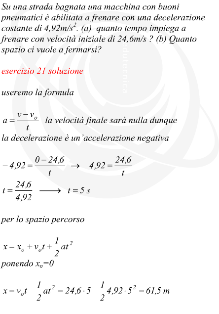 tempo e spazio di frenata