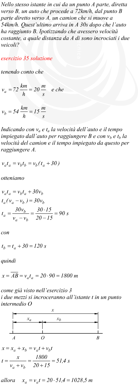 punto di incontro di due veicoli che viaggiano a velocit diverse in direzioni opposte