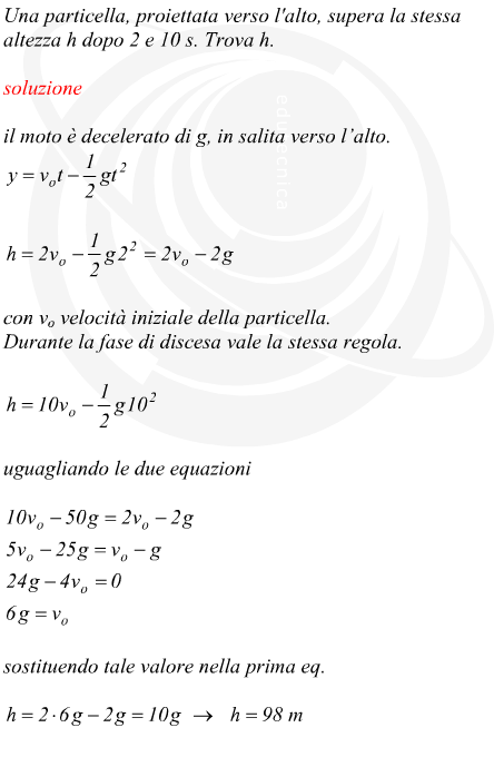 altezza superata da un corpo lanciato verso l'alto