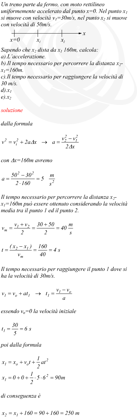 Moto rettilineo uniformemente accelerato di un treno