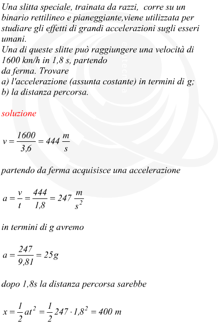 accelerazione di una slitta trainata da razzi