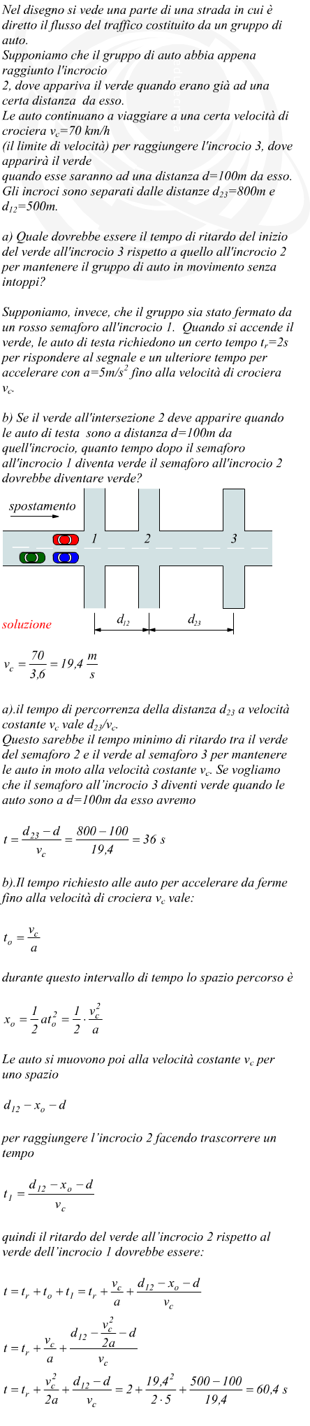 tempi di percorrenza di un sistema di incroci stradali