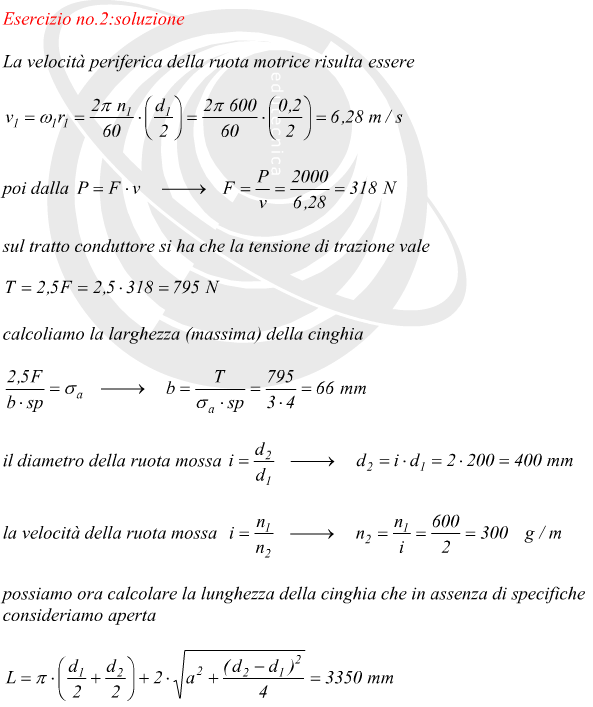 Dimensionamento cinghia piatta tra ruota motrice e ruota condotta