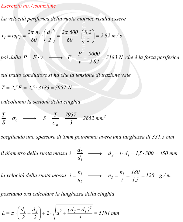 Dimensioni cinghia piatta data la potenza trasmessa e rapporto di trasmissione