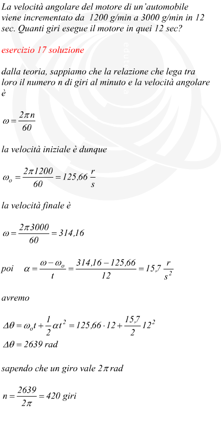 numero di giri effettuato da un albero motore in accelerazione per incrementare la propria velocit