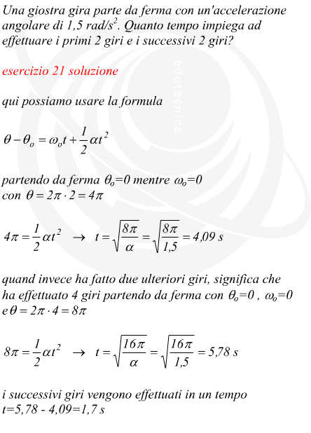 tempo impiegato da un giostra a compiere i primi due giri partendo da ferma