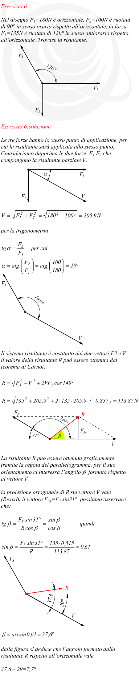 Risultante di tre vettori