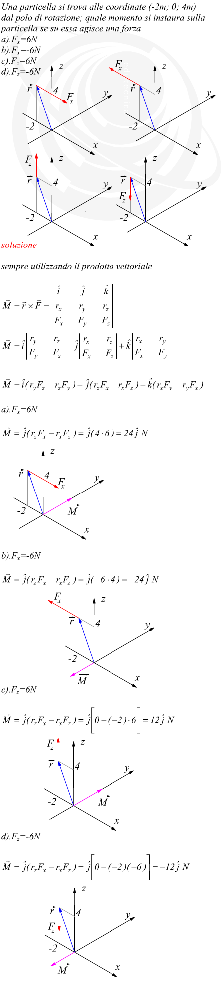 Calcolo del momento in notazione vettoriale pr forze con diverso orientamento