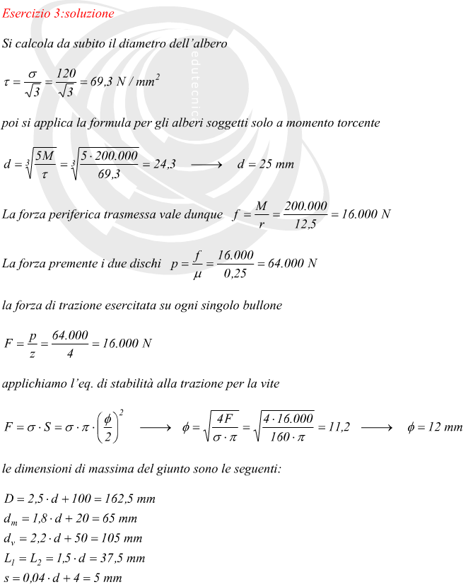 Esercizio di calcolo di un giunto a dischi