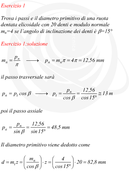 calcolo dei passi e del diametro primitivo di una ruota dentata a denti elicoidali
