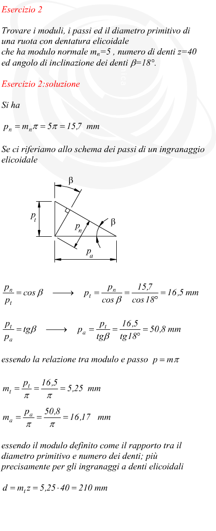 modulo e passo di una ruota dentata a denti elicoidali