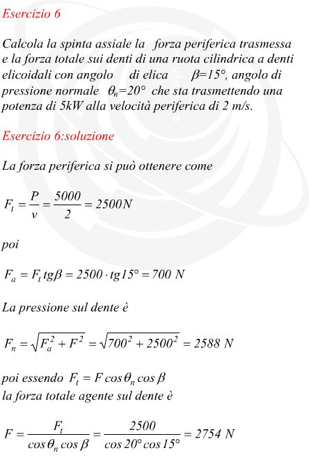 spinta assiale in una ruota dentata a denti elicoidali