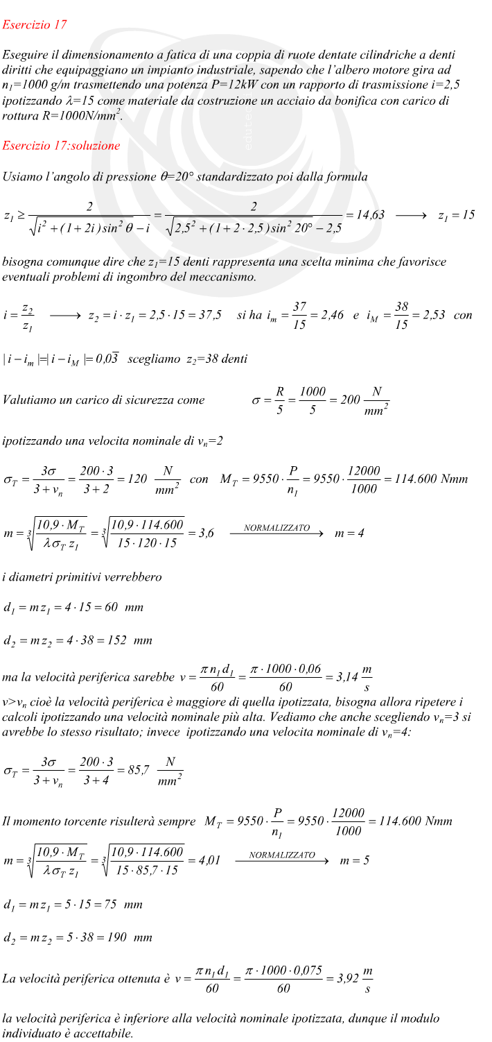 dimensionare una coppia di ruote dentate data la potenza trasmessa
