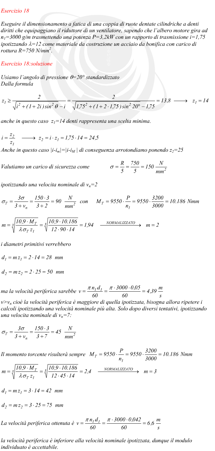 dimensionare un ingranaggio a ruote dentate dato il numero di giri albero motore