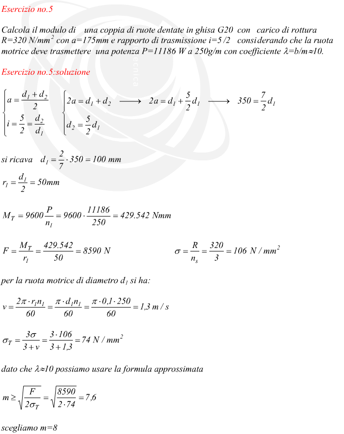 calcolo del modulo di ruote dentate