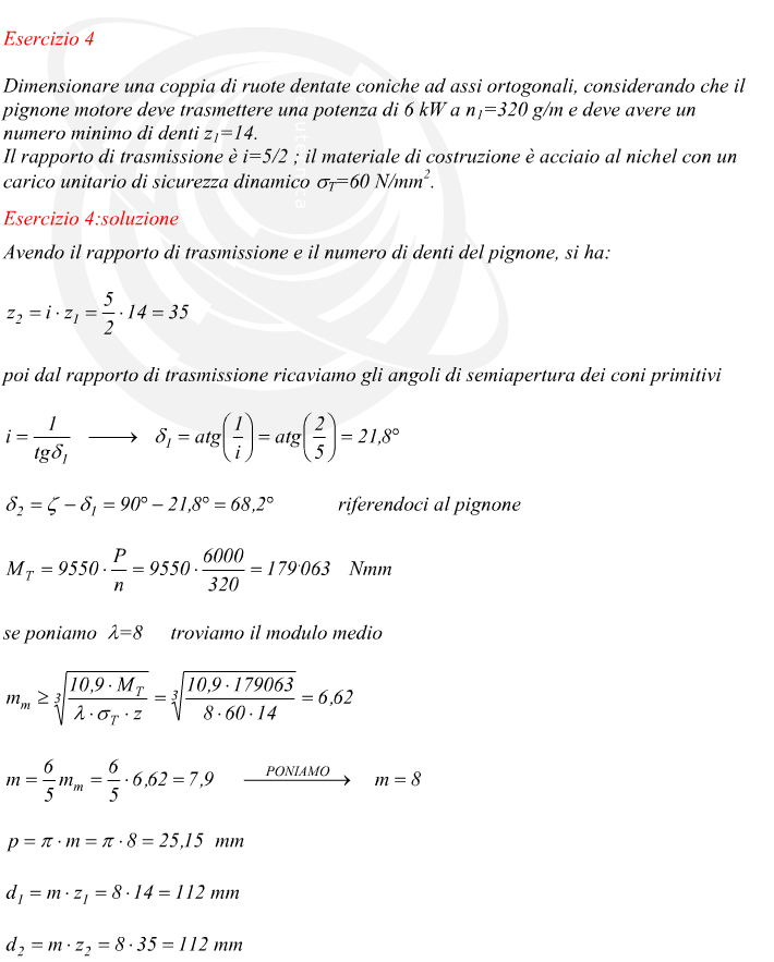 dimensionamento coppia ruote dentate coniche ortogonali