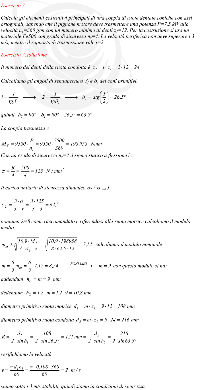 progettazione di una coppia di ruote dentate coniche ad assi ortogonali nota potenza e velocit periferica