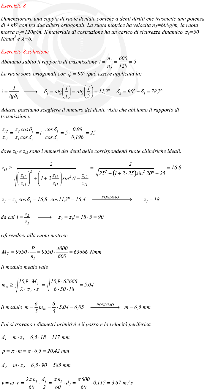 dimensionamento ruote dentate coniche noto il materiale di costruzione