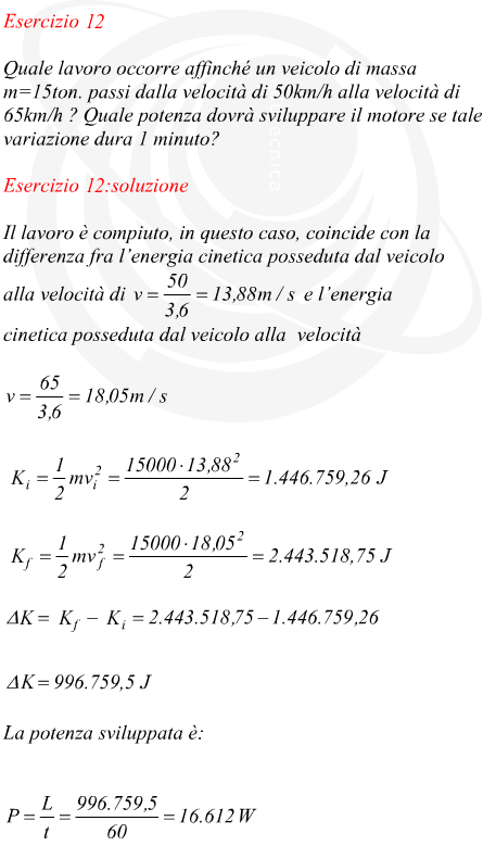 Esercizio sul teorema dell'energia cinetica