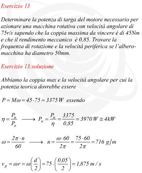 Trovare la potenza assorbita da un motore data la coppia, la velocit e il rendimento