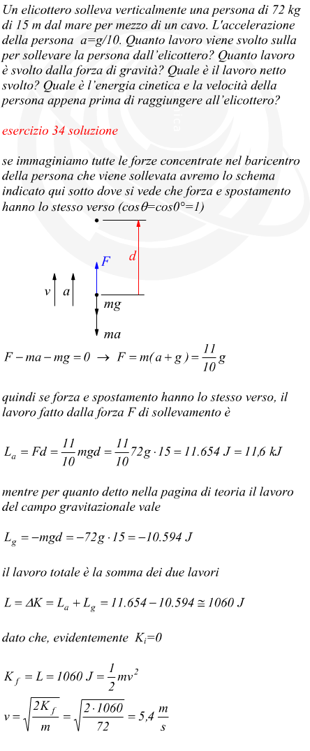 Lavoro svolto su un corpo da una forza di sollevamento e dalla forza di gravit