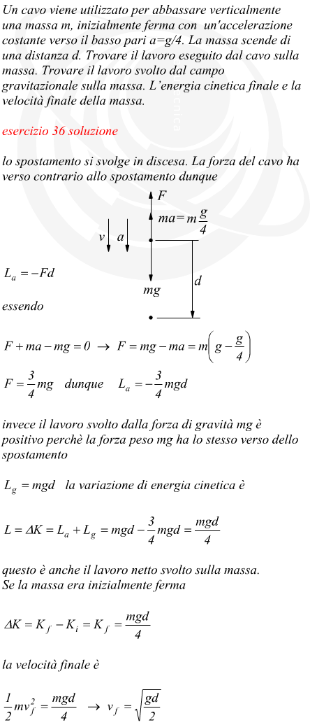 Lavoro svolto dalla forza di gravit su una massa