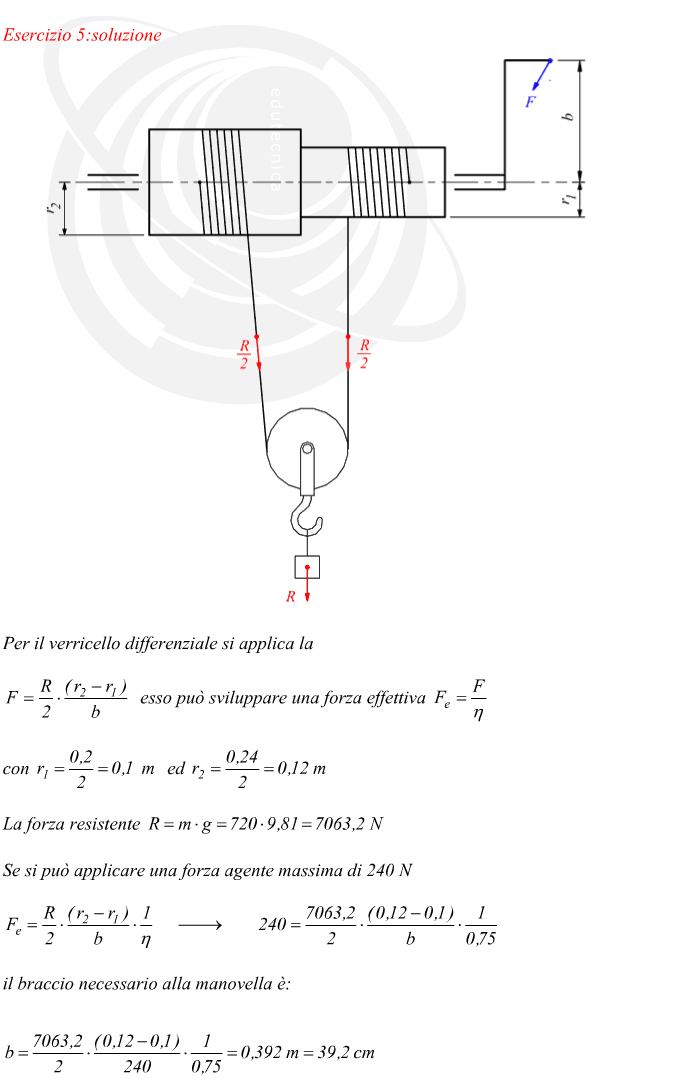 esercizio forza effettiva verricello differenziale