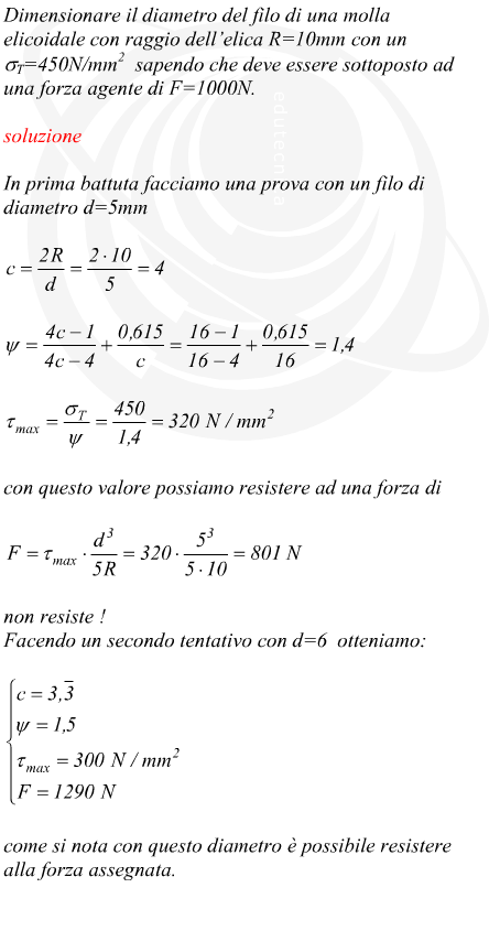 calcolo diametro molla elicoidale a torsione