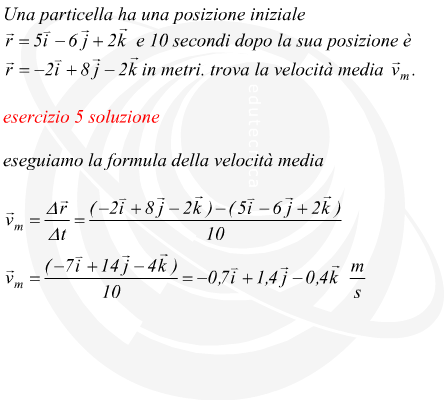 velocit media di una particella data posizione iniziale e finale