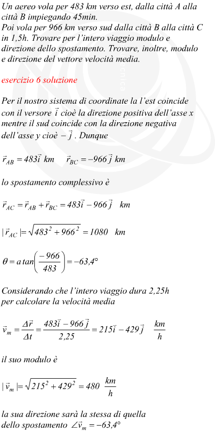 modulo e direzione della velocit media di un volo aereo