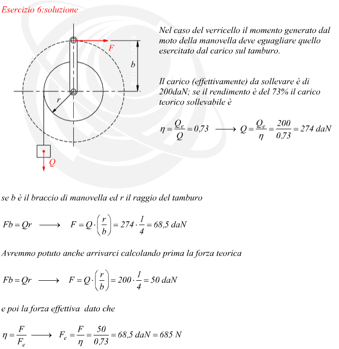 Esercizio sul rendimento di un verricello