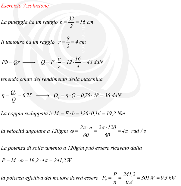 verricello azionato da puleggia rendimento del motore