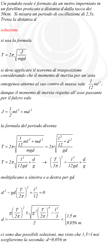 Distanza tra il punto di sospensione ed il centro di massa di un pendolo fisico