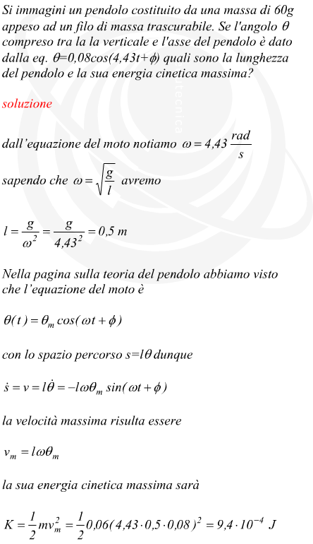 Lunghezza di un pendolo data la legge oraria di oscillazione