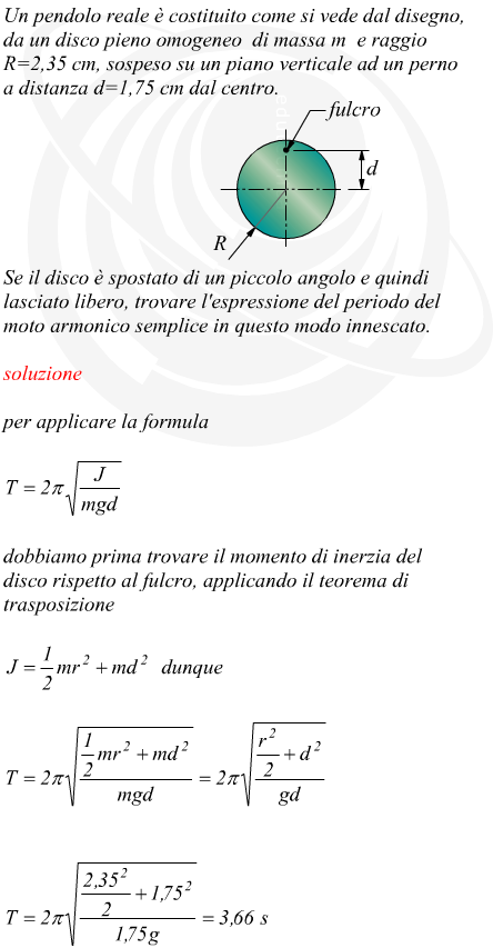 Periodo del moto armonico semplice di un disco oscillante